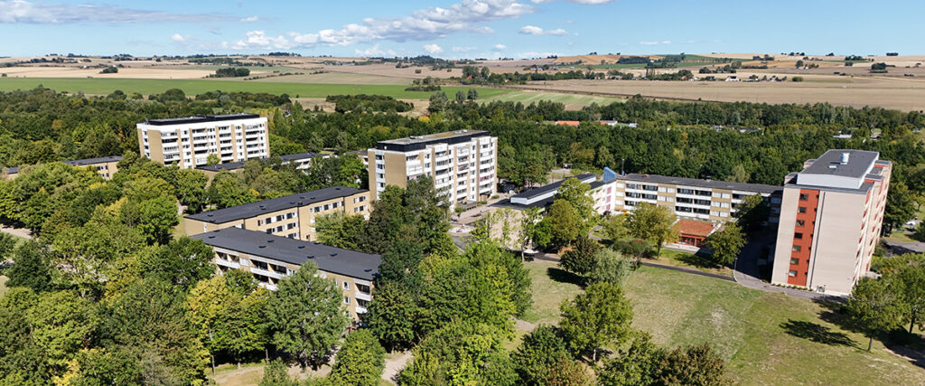 Flygbild över Karlslundsområdet