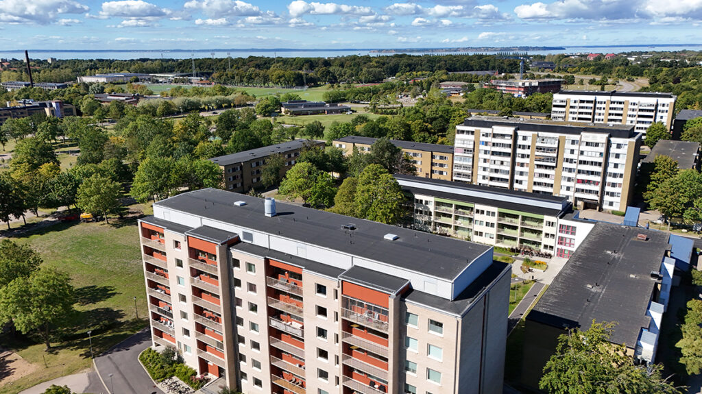 Flygbild över Karlslundsområdet
