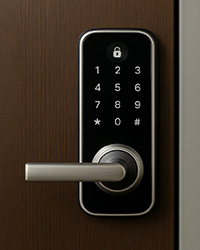 Ett digitalt lås på en lägenhetsdörr