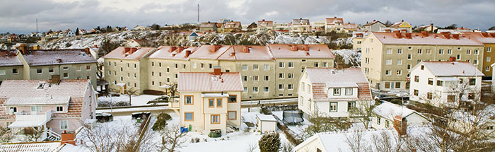 Flygbild över Lysekil på vintern